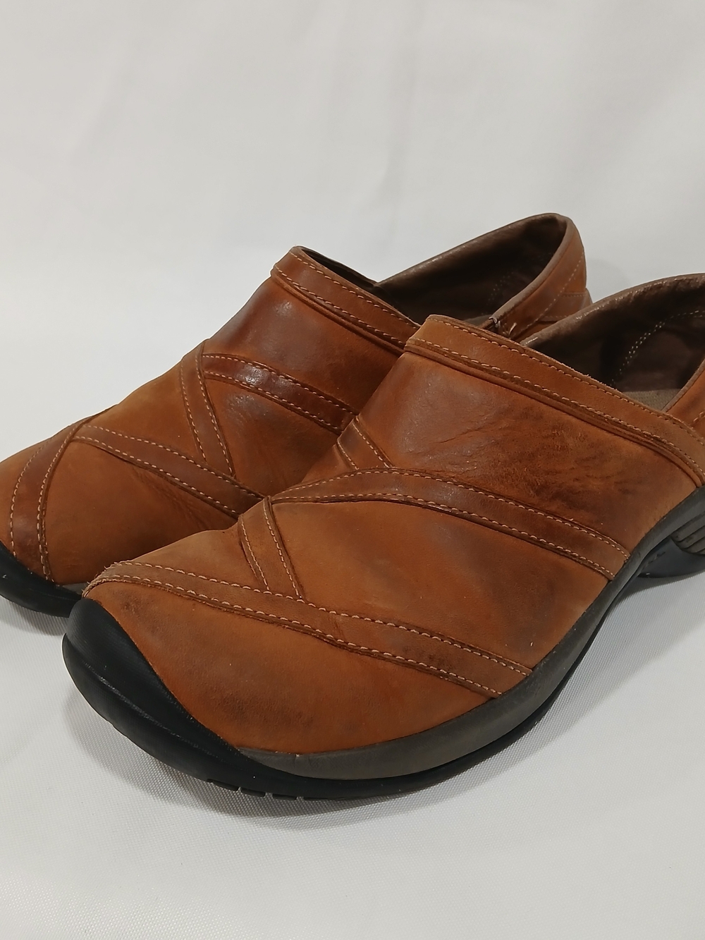 Merrell Encore Eclipse Dune Tan Leather Slip On Loafer Clogs Women's Size 8